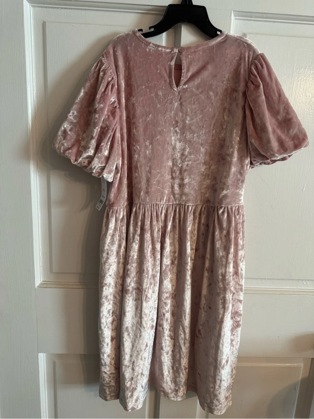 Carter's Dusty Pink Velvet Puff-Sleeve Dress